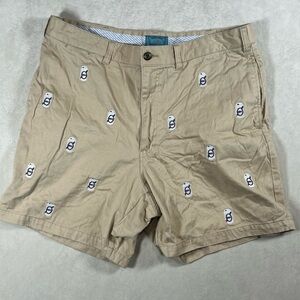 Men's Castaway Nantucket Size 35 Embroidered Beer Chino Shorts C13